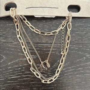 Gold Layered Necklace Set with Crescent Charm